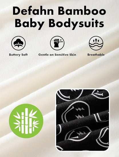 DEFAHN 2PCS Visocse from Bamboo Baby Rompers Unisex Onsies Solid Short Sleeve Baby Bodysuit 0-24 Months