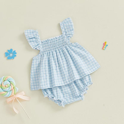 Mubineo Baby Girl Summer Clothes Cute Ruffle Tops Dress Shorts Outfits Set Infant Toddler Shrit Bloomers Princess Outfit