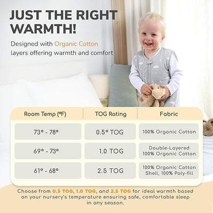 Mama Cheetah Toddler Sleep Sack with Feet in 1.0 Tog Organic Cotton for Boys and Girls, Baby Sleep Bag with Legs and 2-Way Zipper, Early Walker Medium