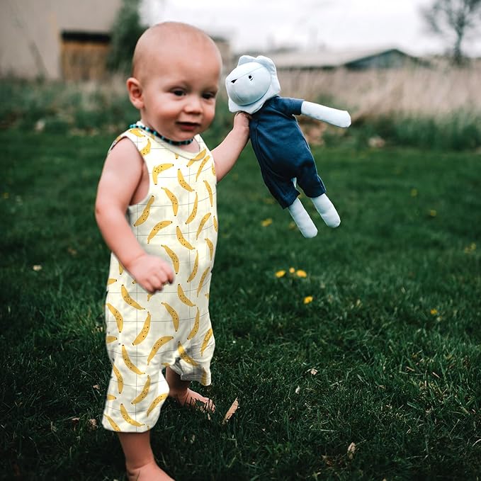 Babysoy Organic Pattern Print Tank Romper Shortall