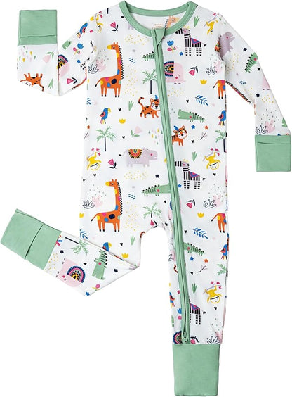 Baby Zippered Rompers Newborn Pajamas Sleepers Long Sleeve Jumpsuits Infant Zipper Romper-Viscose from Bamboo