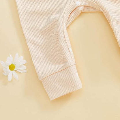 Baby Valentines Outfit Girl Boys Long Sleeve Footie Rib Onesie knot Hat Spring Clothes Newborn Outfits Infant Set