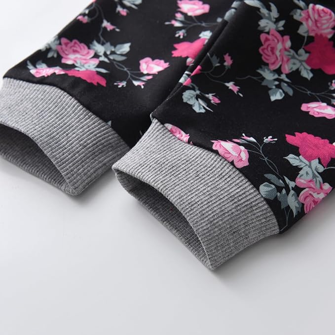 Eghunooy Baby Girl Clothes Long Sleeve Floral Hoodie Sweatshirt Pants with Pocket Headband Outfit Sets