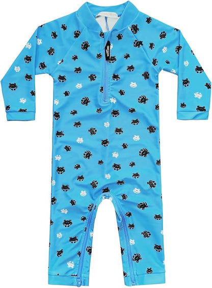 weVSwe Baby Toddler UPF 50+ Sun Protection Rash Guard Long Sleeve Swimsuit with Crotch Zipper