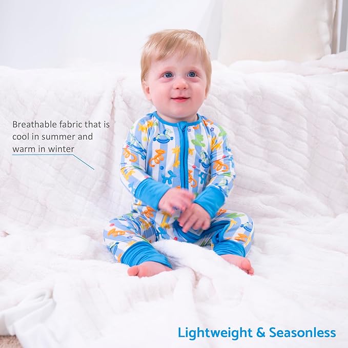LollyBanks Baby Pajamas, 2-Way Zipper Infant Romper, 95% Viscose Made from Bamboo and 5% Spandex, Baby Sleepers