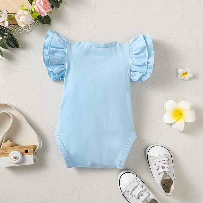 Baby Girl Solid Color Romper Infant Ruffle Sleeve Bodysuit One Piece Outfit Toddler Jumpsuit clothes