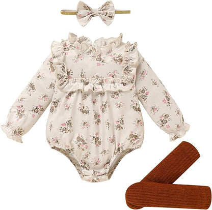 GRNSHTS Newborn Baby Girl Clothes Ruffle Rompers Toddler Fall Outfits for Girls Set Little Girl Fall Winter Clothing