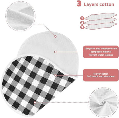 vvfelixl Muslin Burp Cloths Black White Plaid Scottish Cage Baby Washcloths for Baby Girl Boys 2 Pack