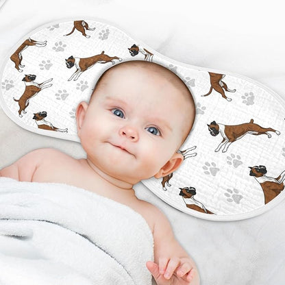 4 Pack Muslin Burp Cloths Boxer Dogs White Cotton Baby Burp Cloths Ultra Absorbent Soft Thick Burping Cloth for Newborn Babies Boys Girls 22x11 Inch