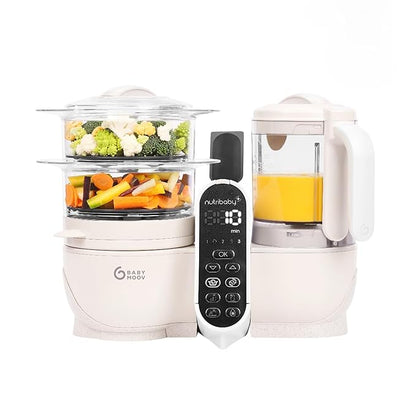 Babymoov Duo Meal Station 6-in-1: Multi-Speed Baby Food Maker, Steamer & Puree Blender, Baby Food Processor that Warms & Defrosts, Bottle Sterilizer (Nutritionist Approved), Mineral Beige