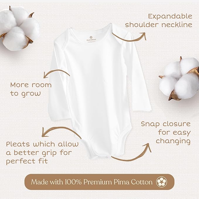 Pimbi&Bimpi Baby Bodysuit Long Sleeve | Baby Romper | Premium Peruvian Pima Cotton | Gender Neutral baby clothes: baby boy romper and baby girl romper (12-18 months)