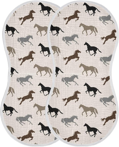vvfelixl Muslin Burp Cloths Pixel Horse Baby Washcloths for Baby Girl Boys 2 Pack