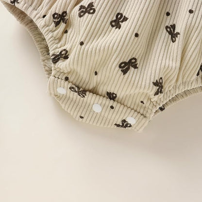 Tiny Cutey Newborn Baby Girl Clothes Bell Sleeve Romper and Corduroy Overalls Shorts Infant Girl Fall Outfits