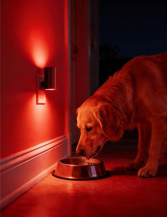 Night Light, 2-Pack Dimmable Plug-in Night Light with Auto On/Off & 90°Rotatable Plug, 0-100LM Adjustable Brightness,1W Ultra Low Energy for Bedroom, Hallway, Bathroom, Nursery, Kids Room, Red