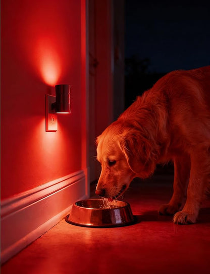 Night Light, 2-Pack Dimmable Plug-in Night Light with Auto On/Off & 90°Rotatable Plug, 0-100LM Adjustable Brightness,1W Ultra Low Energy for Bedroom, Hallway, Bathroom, Nursery, Kids Room, Red