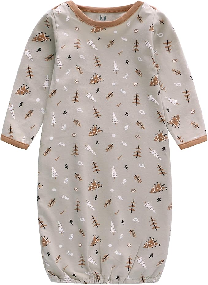 Baby Newborn Gown, 3 Packs Baby Sleeping Bag, Long Sleeve Sleep Sack, Cotton Cloths for Newborn Boys Girls 0-12 Months