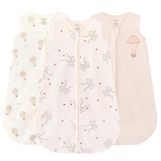 JELLYMONI Baby Sleep Sack 6-12 Months, 100% Cotton 3 Pack 0.5 TOG Baby Wearable Blanket Infant Sleep Sack with 2-Way Zipper Newborn Sleep Sacks