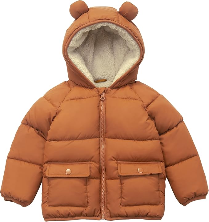 Rokka&Rolla Baby Boys' Water-Resistant Sherpa Fleece Lined Puffer Jacket Winter Coat for Newborn Infants Toddler