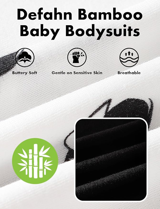 DEFAHN 2PCS Visocse from Bamboo Baby Rompers Unisex Onsies Solid Short Sleeve Baby Bodysuit 0-24 Months