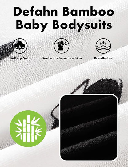 DEFAHN 2PCS Visocse from Bamboo Baby Rompers Unisex Onsies Solid Short Sleeve Baby Bodysuit 0-24 Months