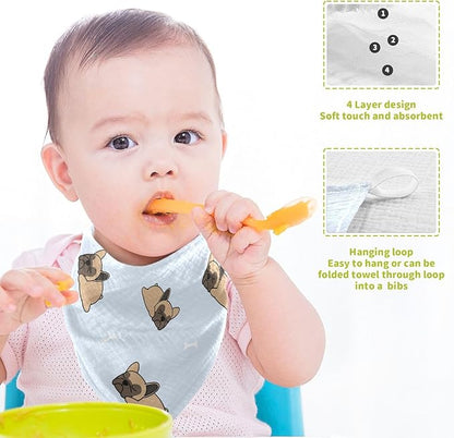 vvfelixl Cute French Bulldog Sleeping Baby Burp Cloths Baby Muslin Washcloths for Boys Girls Cotton Baby Face Towel for Newborn Infants Soft and Absorbent 11.8 X 11.8 in, 5 Pack
