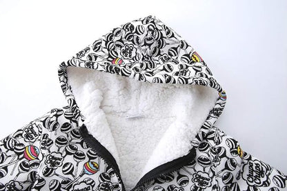 Mud Kingdom Boys Girls Full-Zip Hooded Sweatshirt Fur Lined Funny Pattern 6 Months-8 Years