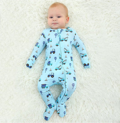 Bamboo Viscose Baby Boy Footie Pajamas, Infant Clothes, 2 Way Zipper Newborn Sleepers
