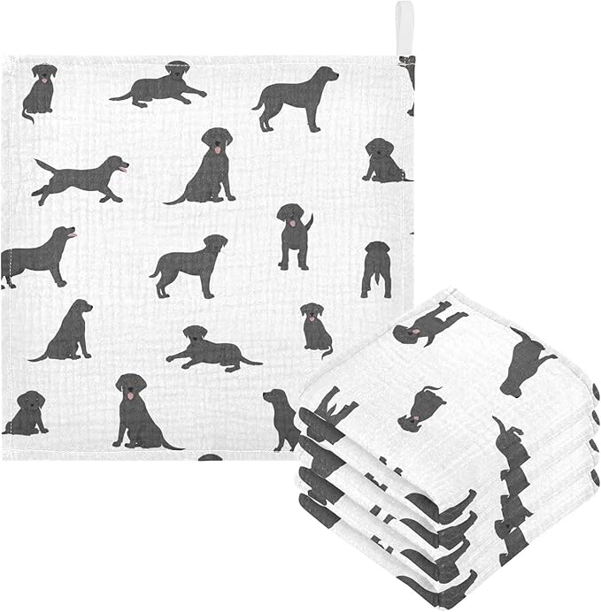 vvfelixl Baby Muslin Washcloths Labrador Retriever Dogs Baby Burp Cloths Cotton Baby Face Towel for Newborn Infants Boys Girls Soft and Absorbent 11.8 X 11.8 in, 3 Pack