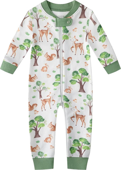Owlivia Organic Cotton Baby Boy Girl Zip up Sleep 'N Play Pjs, Footless, Long Sleeve