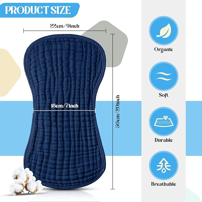 Frienda 6 Pack Muslin Burp Cloths Cotton Large 20''x 9'' Extra Absorbent and Soft Baby Burping Cloth for Baby Boy Girl Unisex(Retro Colors)