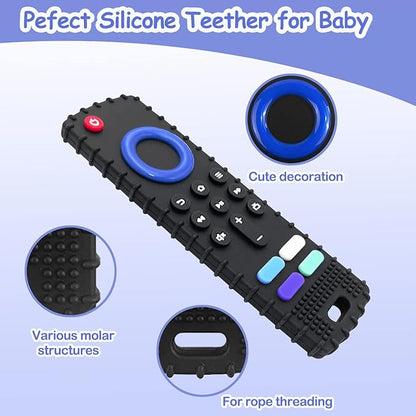 2Pcs Silicone Teething Toys, Remote Control Shape Teethers for Babies Remote Teething Toys, Silicone TV Remote Teether BPA Free/Refrigerator Safe