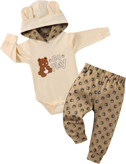 Baby Clothes Boy Newborn Outfits Animal Print Long Sleeve Romper and Pants 2PCS Fall Winter Infant Clothing Set