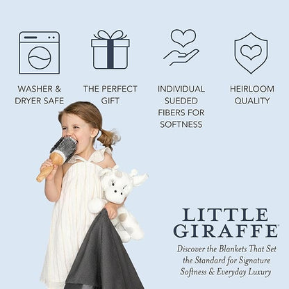 Little Giraffe Baby Blanket - Luxe Soft Blanket with Satin Trim - Baby Stroller Blanket - Newborn Baby Essentials & Baby Gifts - 29x35" - Charcoal