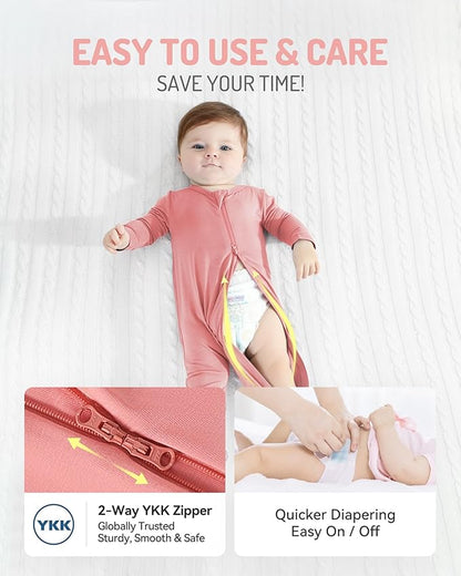 HAPIU Rayon from Bamboo Baby Footed Pajamas, 2 Way Zipper YKK, Footie for Baby Boy Girls, Newborn-24 Months