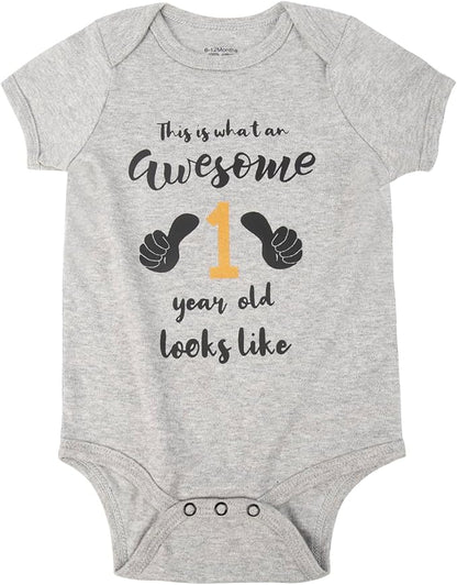Cnins Funny Baby Bodysuit & Daddy Matching Cotton Outfit for Wild One 1st Birthday, Unisex Newborn Infant Clothes 0-24M