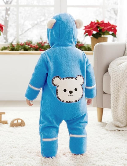 PATPAT Fleece Hooded Footed Clothes, Soft Warm Footie Covers, Car Seat Friendly, Easy Zip,Cute Romper Newborn Infant Jumpsuit
