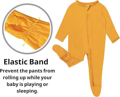 GUISBY Pajamas for Baby Boys & Girls, Infant Onesie with Mitten Long Sleeve Footed Pjs