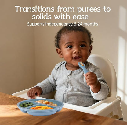 Baby Spoons Self Feeding 6+ Months Set, 6 Pack First Stage Baby Led Weaning Supplies, BPA Free, Toddler Utensils for Soft Tip Silicone Feeding Spoon, Boil and Dishwasher Safe