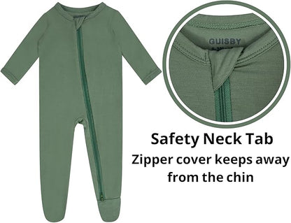 GUISBY Pajamas for Baby Boys & Girls, Infant Onesie with Mitten Long Sleeve Footed Pjs