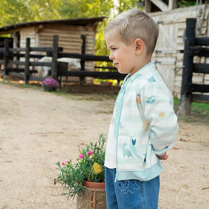 DAVE&BELLA Toddler Printed Polar Fleece Jacket, Zip Up Lightweight Outerwear for Kids Boys Girls Fall Spring Coat 2-9 Years