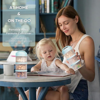 Termichy Stackable Formula Dispenser Portable Milk Powder Container, 2 Pack, Light Blue