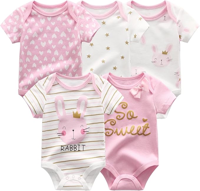 Fashion Unisex baby Boy Girl Bodysuits 5-Pack Casual Cotton Soft Infants Outfit New born Clothes