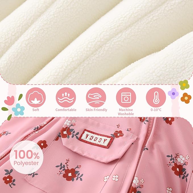 JiAmy Baby Snowsuit Newborn Printed Winter Clothes Outfit Infant Boys Grils Hooded Double Zippers Jumpsuit Onesie Coat