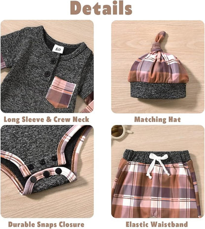 Aalizzwell Newborn Infant Baby Boys Fall Winter Outfit