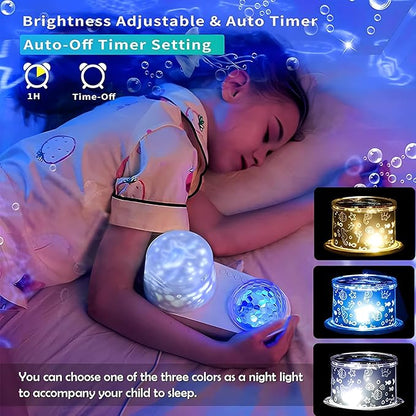 Ocean Kids Night Light Projector,360°Rotating Jellyfish Lamp Projector with 7 Films & Timer Sensory Lights,Baby Toddler Bedroom Ceiling Projector, Birthday Christmas Gifts for Children Adults
