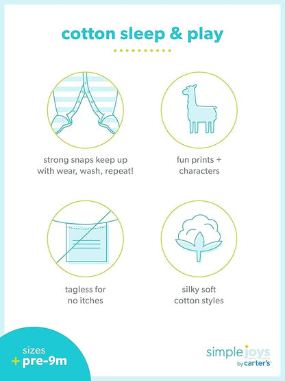 Simple Joys by Carter's baby-boys 2-way Zip Thermal Footed Sleep and Play, Pack of 2