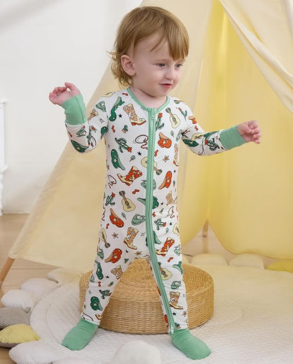 Bamboo Viscose Baby Convertible Footie Pajama, Zipper Pajamas for Baby Boys & Girls, Sleep & Play Footed Pjs