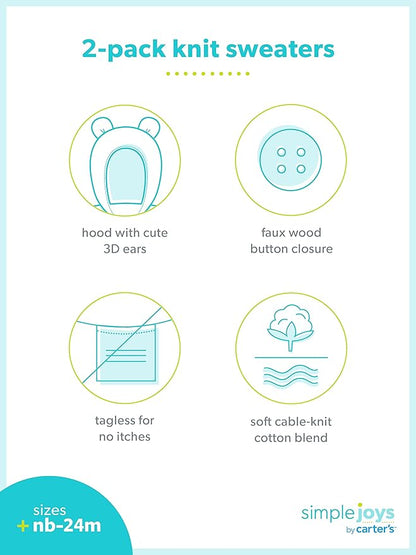 Simple Joys by Carter's Unisex-Baby 2-Pack Knit Cardigan Sweaters