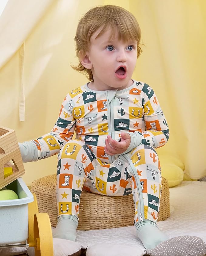 Bamboo Viscose Baby Convertible Footie Pajama, Zipper Pajamas for Baby Boys & Girls, Sleep & Play Footed Pjs