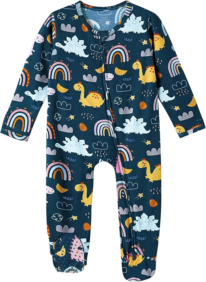 Baby Footie Romper Pajamas Unisex Newborn Infant Pjs Soft Rompers Viscose from Bamboo Sleepwear